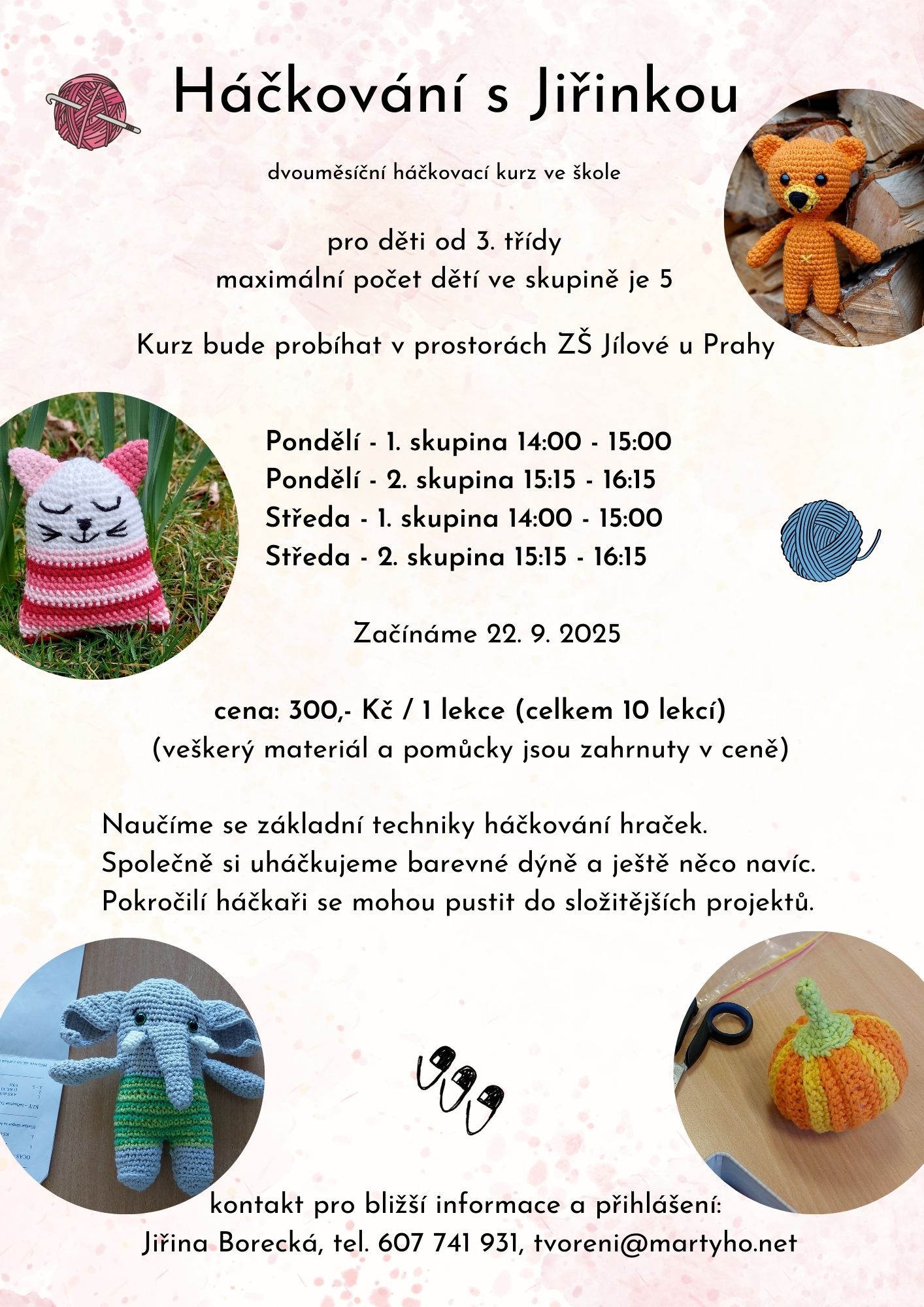 Kurz háčkování pro děti v ZŠ Jílové u Prahy